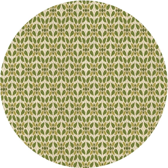 Ahgly Company Indoor Round Patterned Olive Green Area Rugs, 5' Round