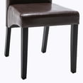 thumbnail image 3 of Modern 2 PC Faux Leather Dining Chair Set with Wooden Legs, Brown - AC Pacific, 3 of 6