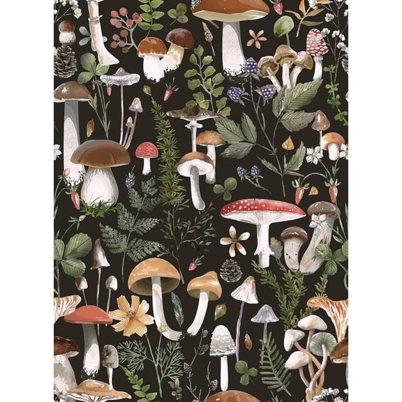Adhesive Shelf Liner,Boho Mushroom Contact Paper for Cabinets,Vinyl Film Decorative Drawer Liner for Bedroom Dresser Sticker 17.3 inch x 118 inch (Boho Mushroom, 17.3 inch x 118 inch)