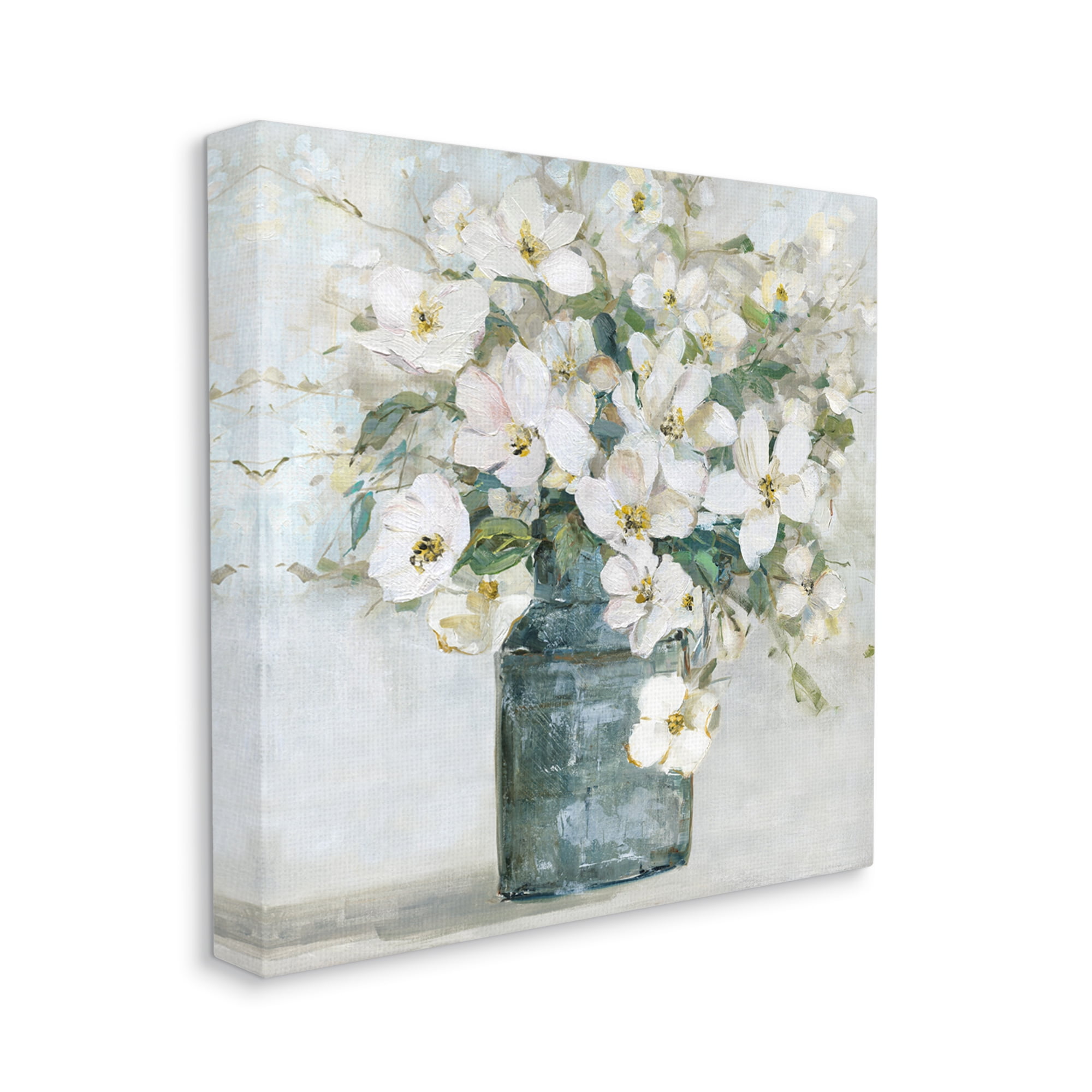 Stupell Industries White Geranium Bouquet Blossoming Flower Arrangement Vase Painting Gallery Wrapped Canvas Print Wall Art, Design by Sally Swatland