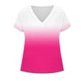 thumbnail image 6 of DPTALR George Women's 2025 Trendy Summer Eyelet Crossed V-Neck Loose Casual Short Sleeve T-Shirts,Hot Pink,Size XL, 6 of 6