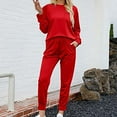 thumbnail image 2 of Cqxid525 Cotton Pajamas for Women Sets for Women 2 Jogger Pajama Long Sleeve Pants Loungewear Sweatsuits Casual Matching Outfits Red 1PC, 2 of 4