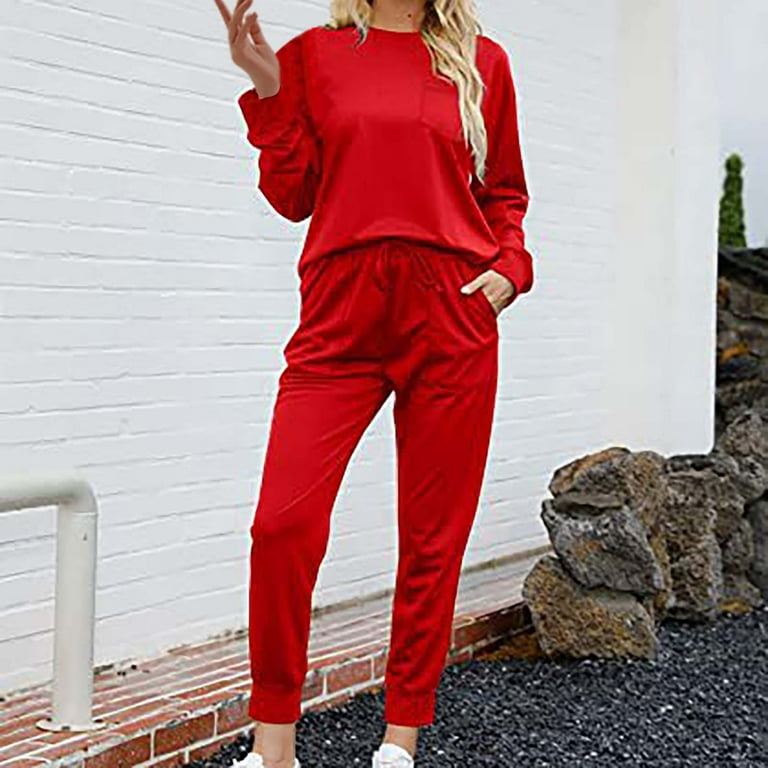 Tiqkatyck Women Two Piece Set Jogger Pajama Long Sleeve Pants