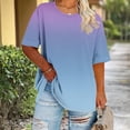 thumbnail image 7 of Hfnxid Plus Size Tops for Women Loose Fit 3/4 Sleeve Shirt Fashion Gradient Crewneck Top Summer Lightweight Comfy Going Out Tshirts Purple XXXXXL, 7 of 7