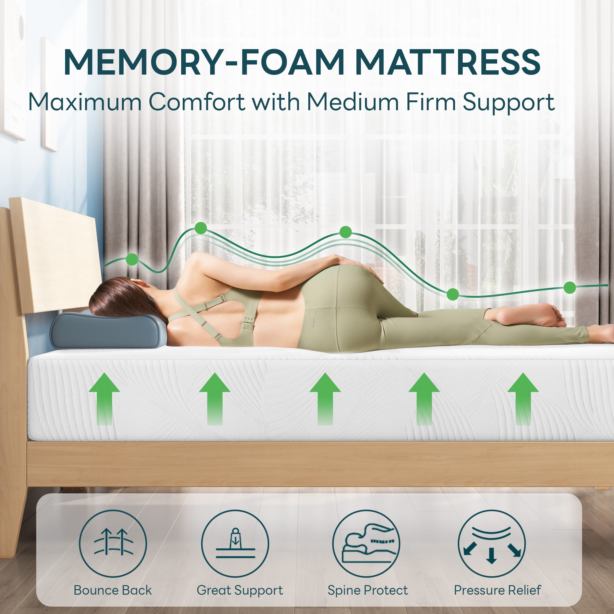 Twin Matrress, 10 Inch Hybrid Mattress, Medium Firm Mattress with Individual Pocket Spring&High Density Supportive Foam, Motion Isolation Mattress, Fiberglass Free Mattress in a Box, CertiPUR-US