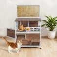 thumbnail image 2 of Uforic Two Story Outdoor Cat House, Cat Shelter Weatherproof Wooden Cat House with Balcony - Brown, 2 of 10