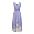 thumbnail image 4 of SONXAHE Women's Floral Print Maxi Dress Sleeveless Deep V-Neck Waisted Flowy Formal Evening Party Gown, 4 of 4