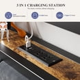 thumbnail image 3 of Kbun Full Bed Frame with Charging Station and LED Lights, Full Size Platform Bed with Metal Slats, Upholstered Headboard with 2-Tier Storage Shelves, No Box Spring Needed, 3 of 8