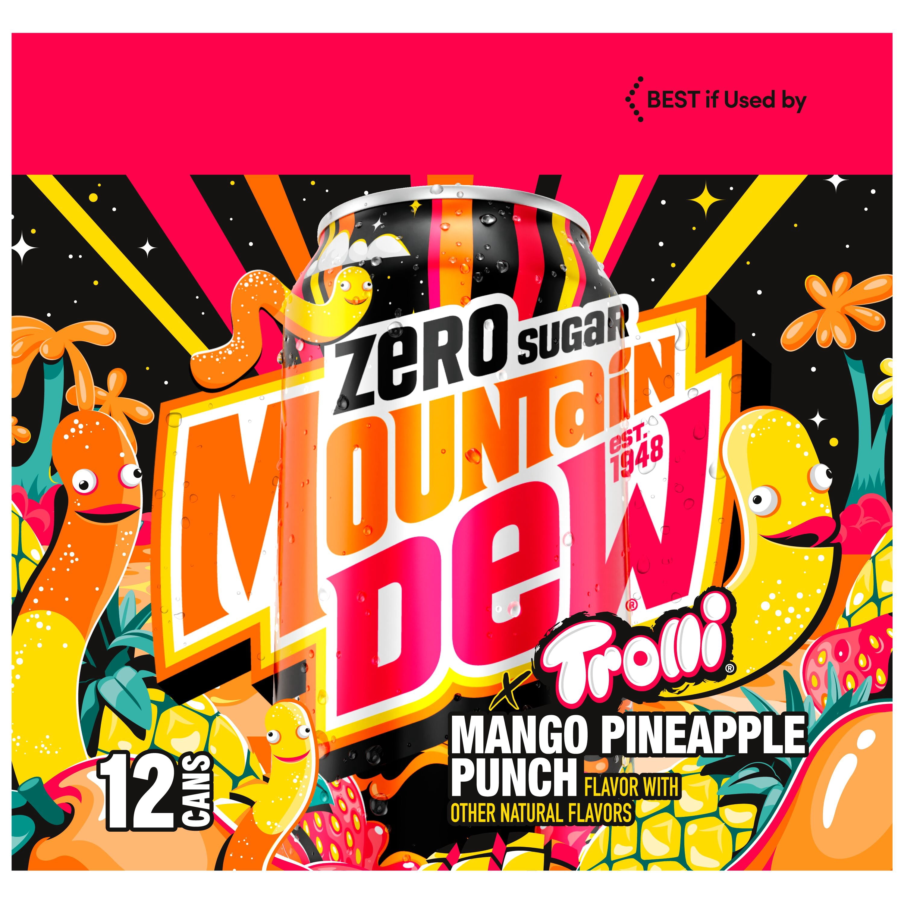 Mountain Dew x Trolli Mango Pineapple Punch Zero Sugar 12 fl oz, 12ct Can