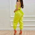 thumbnail image 3 of adviicd Sweatpants Women Short Sleeve Summer Casual V Neck Elastic Waist Wide Leg Cropped Pant Jumpsuits Rompers Yellow XXL, 3 of 5