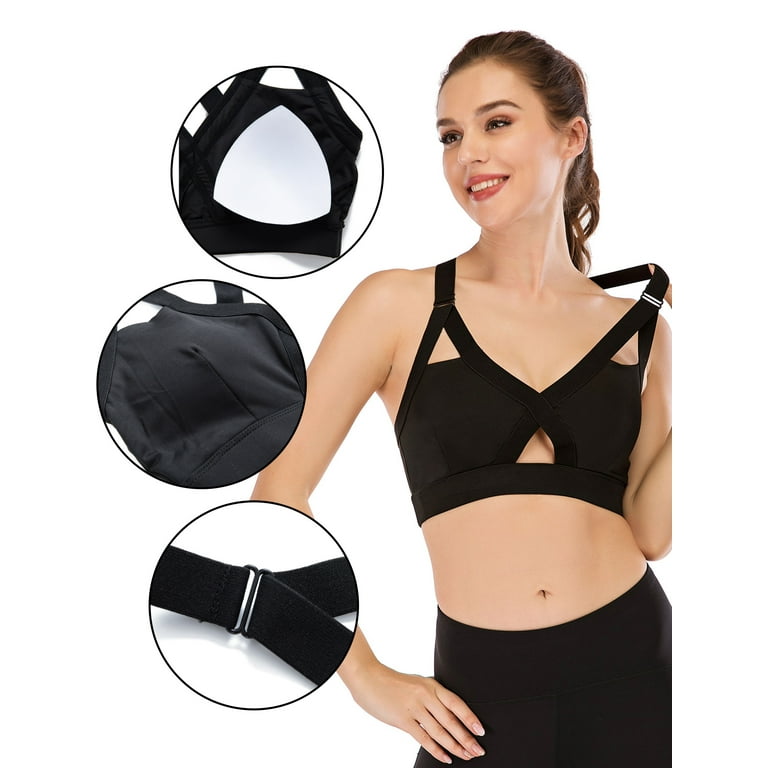 FANNYC Sexy Strappy Sports Bras For Women Criss Cross Back Padded Sports  Bras Longline Yoga Bra Tops Running Gym Workout Fitness Everyday Bras With  Removable Cups 