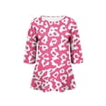 thumbnail image 5 of Ounisa Womens Plus Size 3/4 Sleeve T Shirt Crew Neck Printed Pullover Loose Fit Casual Fashion Chic Tops XL-5XL, 5 of 6