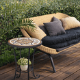 thumbnail image 3 of Round Mosaic Side Table with Storage Shelf, Outdoor End Table with Black Metal Frame, Patio Accent Table for Garden, Porch, Balcony & Living Room, 3 of 8