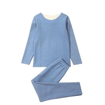 CYRBOKO Boys Thermal Sets, Elastic Waist Long Sleeve Seamless Cotton Underwear sets Blue Size 6-7 T