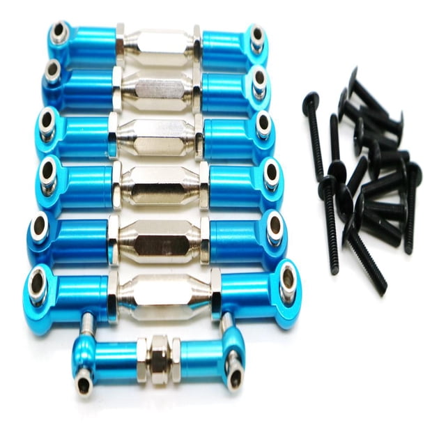 Ounissouiy RCGOFFLOW 7 Uds. Juego de varillas de enlace de dirección con distancia entre ejes de aleación de aluminio para 1/10 Rc conjunto de Kits de construcción modelo Azul