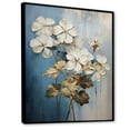 thumbnail image 2 of Designart "Minimalist Geraniums In Blue And White" Geraniums Floater Framed Canvas Prints, 2 of 5
