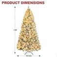 thumbnail image 5 of VIVATREES 7.5ft Pre-lit Flocked Artificial Christmas Tree 1446 Hinged Branch Tips Spruce w/ Red Berries 450 Warm White LED Lights Easy Assembly Foldable Metal Base Holiday Decoration, 5 of 7