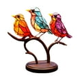 thumbnail image 4 of Adorno de escritorio de pájaros en rama, estatuas de pájaros, obra de arte artesanal, escultura de pájaros de Metal, decoración del hogar para mesa 16cmx20cmx8cm Gloria Estatua de escritorio, 4 of 9