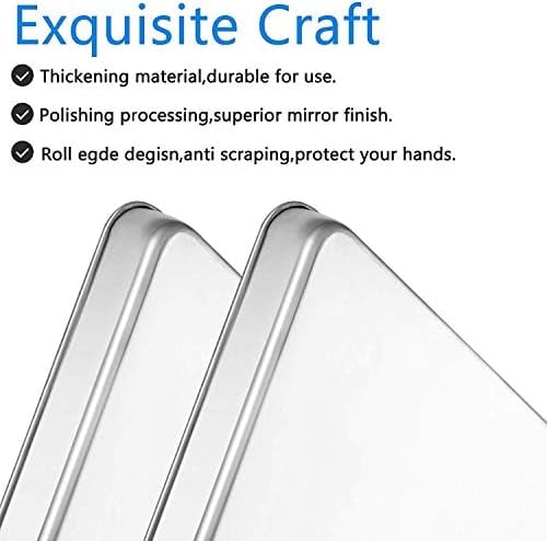 Baking Sheets Set of 2,  16 inch Cookie Sheets & Stainless Steel Baking Pans & Toaster Oven Tray Pans, Rectangle Size 15.95L x 11.97W x 1H inch, Non Toxic & Healthy, Mirror Finish & Rust Free