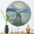 thumbnail image 2 of Designart 'Concrete Lake Pier Under Cloudy Sky ' Modern Wood Wall Clock, 2 of 5