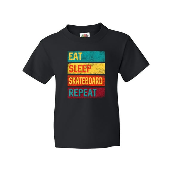 Inktastic Skateboarding Eat Sleep Skateboard Repeat Youth T-Shirt