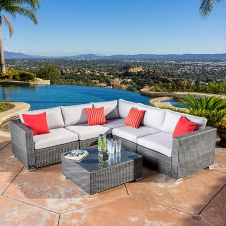 Toth Grey Wicker Outdoor 6-Piece Sectional Sofa Set