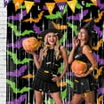 thumbnail image 5 of Halloween Tinsel Photo Backdrop Curtains Party Decorations 3.3x6.6ft Halloween Pattern Backdrop Foil Fringe Curtains Black Orange Purple Halloween Party Streamers, 5 of 8