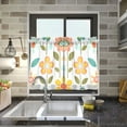 thumbnail image 4 of Yayeee Kitchen Curtains Tier Pair Light Filtering 27"x36" Rod Pocket Short Cafe Window Panel, Orange Retro Flower, 4 of 7