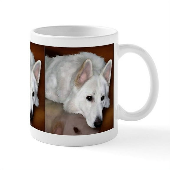 CafePress - White German Shepherd Dog Mug - 11 oz Ceramic Mug - Novelty Coffee Tea Cup