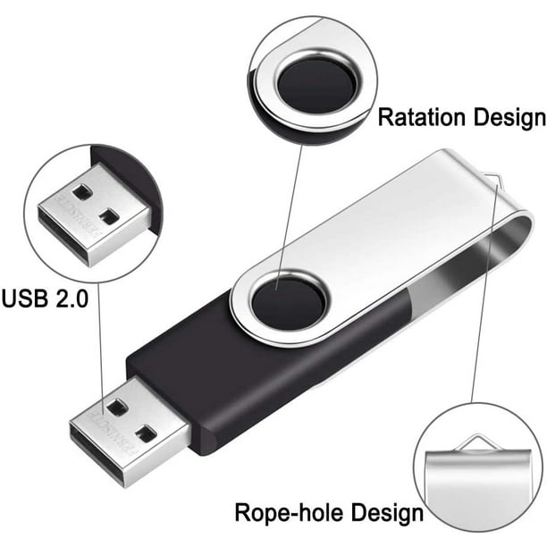 Clé USB 16 Go Lot de 10 Clés USB Clés USB 2.0 Clé USB pivotante Clé de  données noire Jump Drive Zip 
