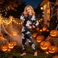 thumbnail image 2 of felwors Halloween Pajamas Big Boy Girls Crew Neck Cute Print Pajama Sets Long Sleeve Lovely Sleepwear 2 Piece Pjs Multiple Cartoon Jammies Pajama (Black,5-6 Years), 2 of 7