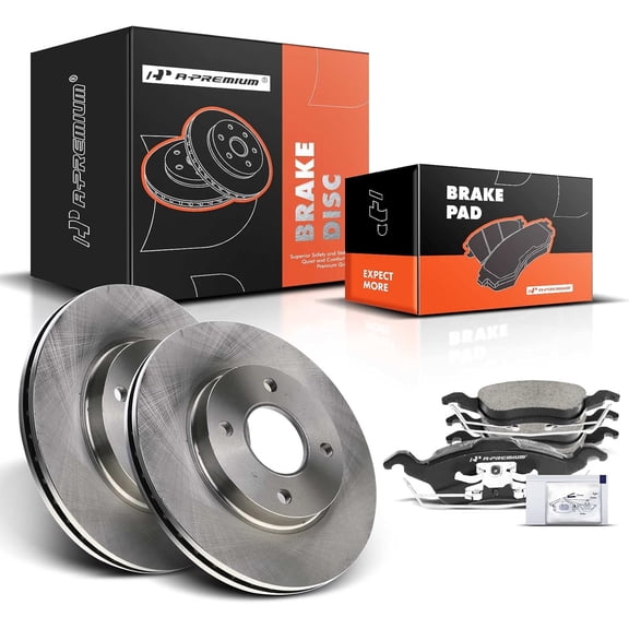 A-Premium 10.15 inch (258 mm) Front Drilled and Slotted Disc Brake Rotors   Ceramic Pads Kit Compatible with Select Ford Models - Focus 2000-2004, Excluding SVT Model, 6-PC Set