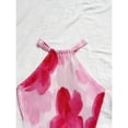 thumbnail image 6 of Multicolor Halter Neck Floral Print Pleated Mini Dress, Fitted Silhouette, Sleeveless A-Line Summer Dress, 6 of 8