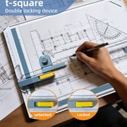 A3 Drafting Board Portable Drawing Table with Parallel Bar, Tabletop Drafting Table, Multifunctional Drawing Board with Angle Adjustable Measuring System, Inch