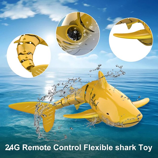 Kid's Bathtub Swimming 2.4G Wireless RC Shark Toy Water Game Charging Remote Control Shark Swimming Electric Boys Girls Gift zhangyuxiang LED