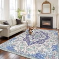 thumbnail image 2 of 5'x7' Area Rugs, Blue Purple Boho Indoor Outdoor Area Rug for Living Room Bedroom, Vintage Abstract Art Floral Ethnic Tribe Washable Bathroom Rugs Kitchen Floor Carpet Mats Home Decor Aesthetic, 2 of 8