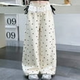 thumbnail image 4 of CPNG Girls Sweatpants Sweet Bow Print Elastic High Waist Wide Leg Baggy Pants with Lace Trim Loose Street Style Casual Pants, 4 of 8