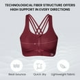 thumbnail image 4 of Yvette Women Strappy Zip Front Sports Bra High Impact Workout Bra for Running Spinning Dancing,Black,L, 4 of 9