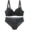 thumbnail image 2 of Summer Deal! Kctiaxy Black Bra and Panty Sets for Women Plus Size Seamless Bra Solid Color Push Up Supportive Full Coverage Breathable Everyday Bras, 2 of 5
