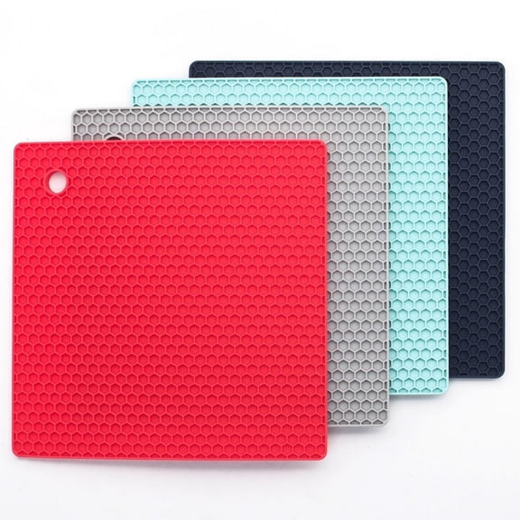 1 Pack Silicone Trivet Mat - 7x7 Silicone Pot Holders For Kitchen & Table - Non Slip Silicone Hot Pad & Coasters - Flexible Silicone Heat Resistant Mat For Countertop