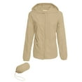 thumbnail image 5 of VBVC No Boundarie Women's Lightweight Hooded Sun Protection Clothing,Ladies Packable Waterproof Windbreaker Jacket,Slimming Outdoor Rain Jacket For Women,*1-Khaki,Size XXL, 5 of 7
