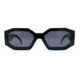 thumbnail image 2 of Womens Mod Narrow Octagonal Thick Plastic Retro Sunglasses All Black, 2 of 4