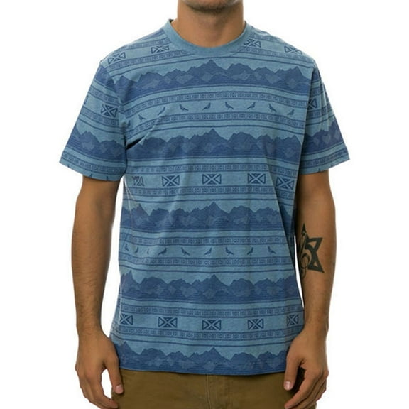 Staple Mens The Gobi Print Graphic T-Shirt, Blue, Small