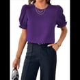 thumbnail image 1 of Blusa de de Corta , Elegante y con Cuello para Mujer, Blusa de Verano. Púrpura S, 1 of 8