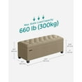 thumbnail image 6 of SONGMICS 43.3" Storage Ottoman Bench Hold up to 660lbs Bedroom Ottoman Bench Enough Storage for Bedroom Entryway Living Room Light Taupe, 6 of 6