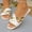 White, variant on Women's Metallic Trim Flat Slide Sandals Wide Width Open Toe Summer Casual Slides Soft Comfort Sole Lightweight Beach Shoes Non Slip Outdoor Daily Slippers