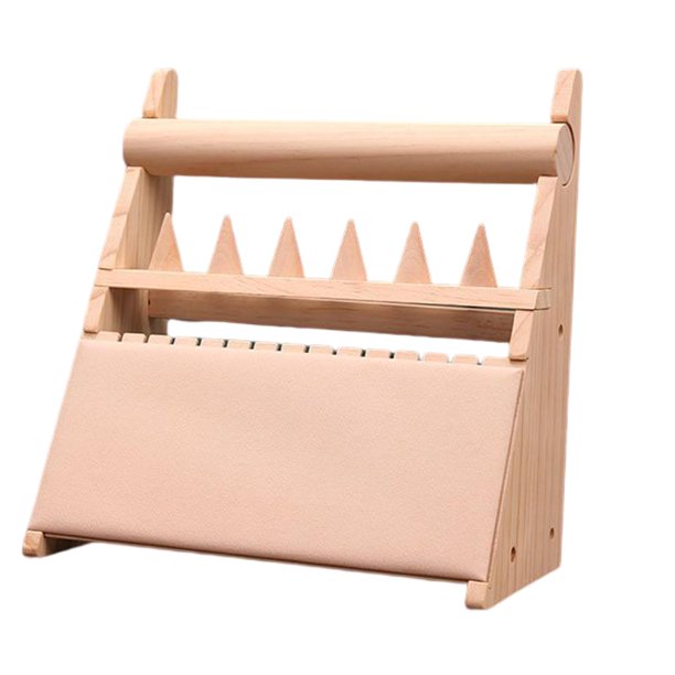 Encimera de la decoración del sostenedor de la joyería, estante del organizador de la exhibición de la joyería de madera multifuncional exquisita, para el reloj del collar del anillo Beige Yinane puesto de joyería
