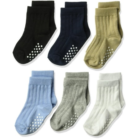 

Jefferies Socks boys Non-skid Rib Cotton Crew 6 Pair Pack Socks Multi 12-24 Months US