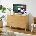 thumbnail image 3 of Lunale 47.2" Bedroom Dresser, 6 Double Dressers with Wavy Drawers, Wooden Chest of Drawers for Living Room, Nature, 3 of 7