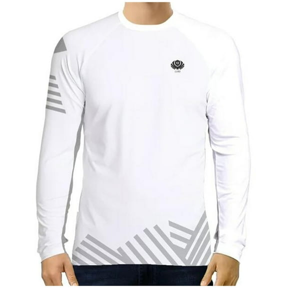 Rash Guard for Men Workout Shirts Quick Dry Swim Shirts Sun Protection Long Sleeve Men's Clothing White L